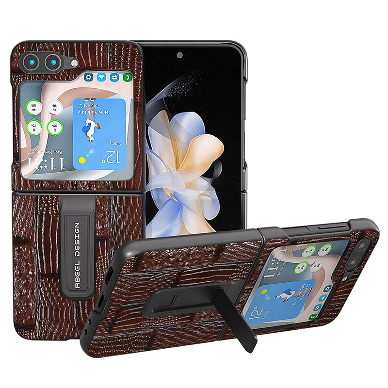 ABEEL til Samsung Galaxy Z Flip5 5G Mahjong Texture Kickstand Cover Ægte kolæder PC-telefontaske ABEEL til Samsung Galaxy Z Flip5 5G Mahjong Texture Kickstand Cover Ægte kolæder PC-telefontaske